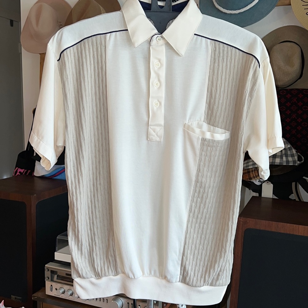 Vintage Palmland polo button up knit shirt